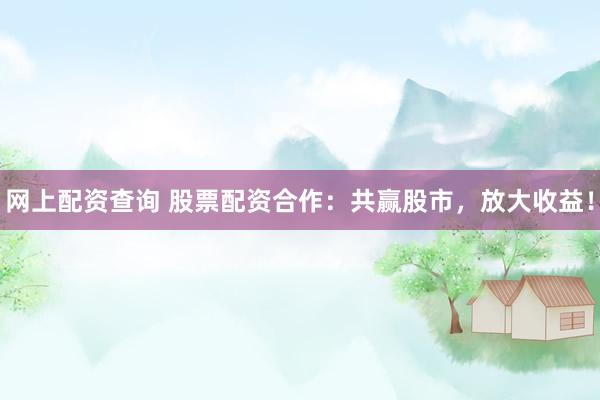 网上配资查询 股票配资合作：共赢股市，放大收益！