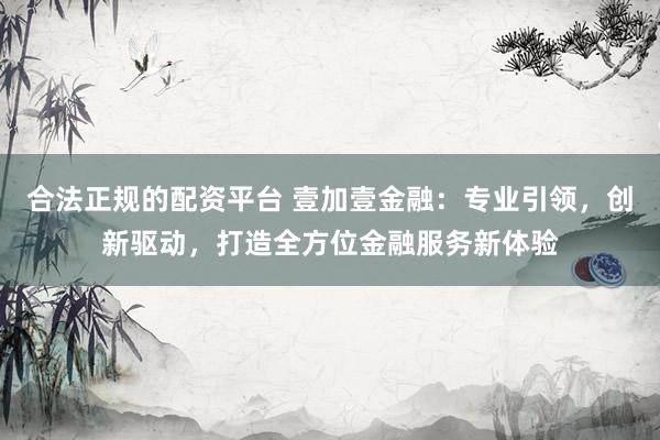 合法正规的配资平台 壹加壹金融：专业引领，创新驱动，打造全方位金融服务新体验