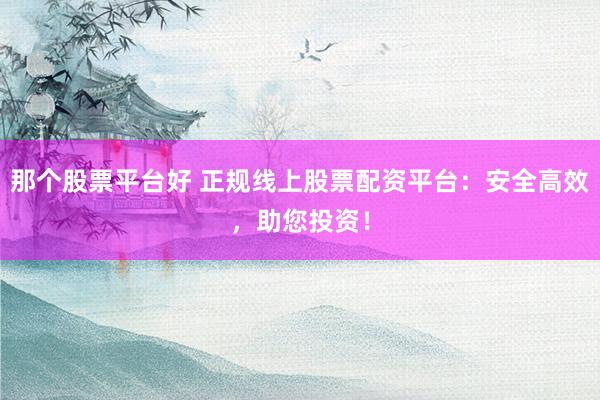 那个股票平台好 正规线上股票配资平台：安全高效，助您投资！