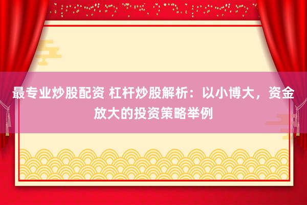 最专业炒股配资 杠杆炒股解析：以小博大，资金放大的投资策略举例
