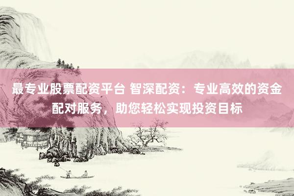 最专业股票配资平台 智深配资：专业高效的资金配对服务，助您轻松实现投资目标