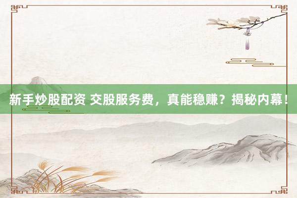 新手炒股配资 交股服务费，真能稳赚？揭秘内幕！