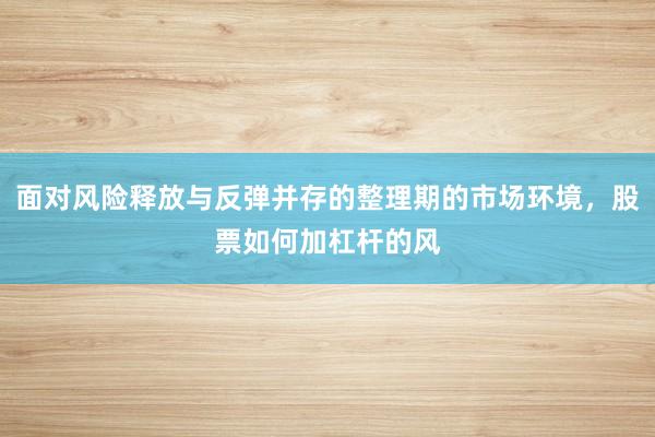 面对风险释放与反弹并存的整理期的市场环境，股票如何加杠杆的风