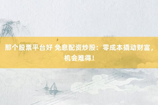 那个股票平台好 免息配资炒股：零成本撬动财富，机会难得！