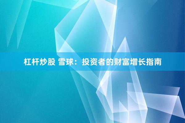 杠杆炒股 雪球：投资者的财富增长指南
